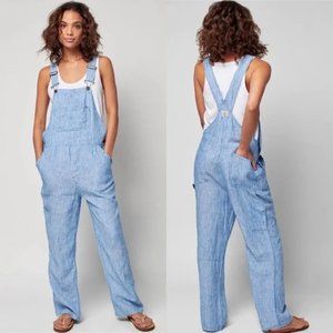 Faherty Linen Mechanic Overall Railroad Stripe Size Small